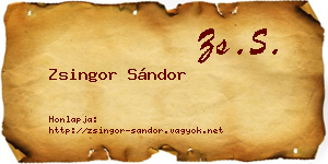 Zsingor Sándor névjegykártya